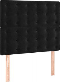 vidaXL Κρεβάτι Boxspring με Στρώμα Μαύρο 90x200 εκ. Βελούδινο