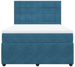 vidaXL Κρεβάτι Boxspring με Στρώμα Μπλε 140x200 εκ. Βελούδινο