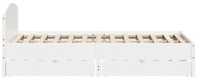 vidaXL Σκελετός Κρεβ. Χωρίς Στρώμα Λευκό 135x190 εκ Μασίφ Πεύκο