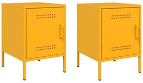 vidaXL Κομοδίνα 2 τεμ. Μουσταρδί 36x39x50,5 εκ. από Χάλυβα