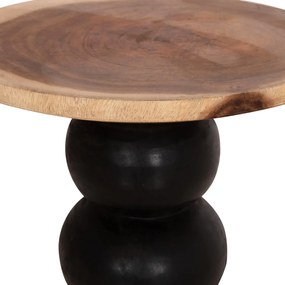 ΒΟΗΘΗΤΙΚΟ ΤΡΑΠΕΖΑΚΙ ΣΤΡΟΓΓΥΛΟ JACKY HM9890 SUAR ΞΥΛΟ ΦΥΣΙΚΟ &amp; ΜΑΥΡΟ Φ40x45,5Υεκ.