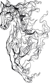 Decorative Metal Wall Accessory Metal Horse Line Art - APT724 Black