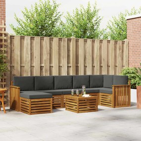 vidaXL Σειρά Καναπέ Εξωτερικού με μαξιλάρι 8 pcs Φυσικό και Ανθρακί