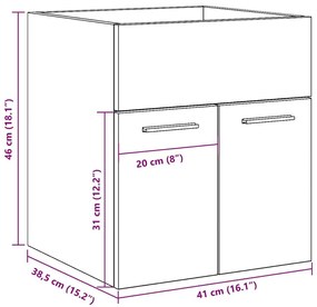 Ντουλάπι νιπτήρα μπάνιου Δρυς τεχνίτης 41x38,5x46 cm - Καφέ