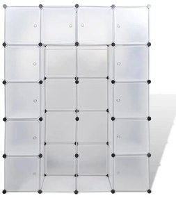 Ντουλάπα Σπονδυλωτή 14 Τμήματα Άσπρη 37 x 146 x 180,5 εκ - Λευκό