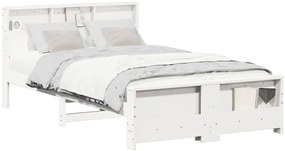 vidaXL Σκελετός Κρεβατιού Λευκό 140 x 190 cm Μασίφ ξύλο πεύκου