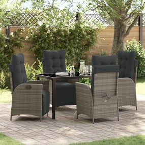 vidaXL Σετ Κήπου 5 Τεμαχίων Γκρι Πολυ Rattan