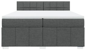 vidaXL Κρεβάτι Boxspring με Στρώμα Σκούρο Γκρι 200x200 εκ. Υφασμάτινο