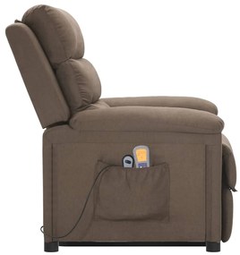 vidaXL Πολυθρόνα Μασάζ με Ανύψωση Taupe Υφασμάτινη