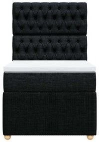 vidaXL Κρεβάτι Boxspring με Στρώμα Μαύρο 90x200 εκ. Υφασμάτινο