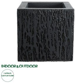 20767 GloboStar® Artificial Garden CATALONIA 20767 Επιδαπέδιο Πολυεστερικό Τσιμεντένιο Κασπώ Γλάστρα - Flower Pot Μαύρο Μ30 x Π30 x Υ30cm