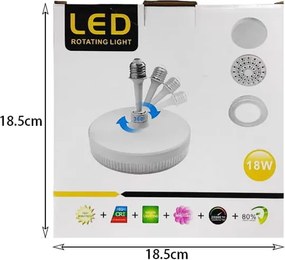 LED φωτιστικό οροφής 18W Φ230 6500Κ Ψυχρό φως Ε27 - LED Rotating Light