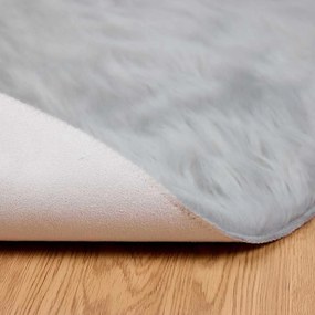 vidaXL Ψεύτικο Δέρμα Προβάτου Χαλί Tafalla Γκρι Ø 80 cm Πολυεστέρας