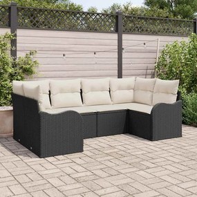 vidaXL Σετ Καναπέ Κήπου με μαξιλάρι 6 pcs Μαύρο Πολυ ράταν