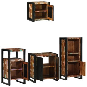 vidaXL Σετ Επίπλων Μπάνιου 4 pcs Πολύχρωμο Στερεό ανακτημένο ξύλο