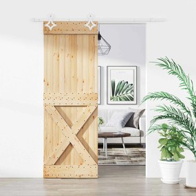 vidaXL Συρόμενη Πόρτα Φυσικό και Λευκό 80 x 210 cm