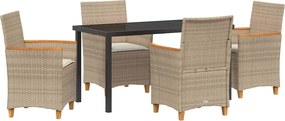 vidaXL Σέτ φαγητού για κήπο 5 pcs Μπεζ συνθετικό ρατάν