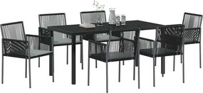 vidaXL Σέτ φαγητού για κήπο 7 pcs Μαύρο Ράτα PE