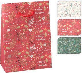 JK Home Décor - Σακούλα Happy Christmas 11.5x6x16cm 3Σχδ