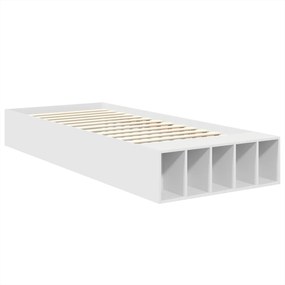 vidaXL Σκελετός Κρεβατιού με ράφι Λευκό 75 x 190 cm Επεξεργασμένο ξύλο