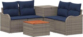 vidaXL Σετ Καναπέ 6 τμχ. Γκρι και Navy Blue 55 x 55 x 37 εκ