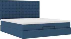 vidaXL Οθωμανικό κρεβάτι με στρώμα μπλε 180x200cm ύφασμα