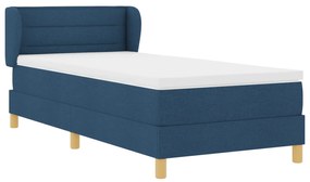 vidaXL Κρεβάτι με Στρώμα και Σεντόνια Μπλε 90x200 εκ. Υφασμάτινο
