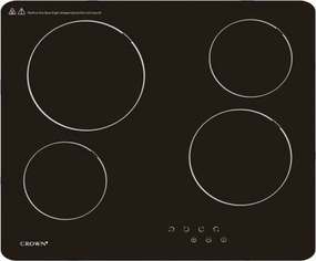 Crown PVT604.C Κεραμική Εστία Αυτόνομη με Λειτουργία Κλειδώματος 59x52εκ. Μαύρη