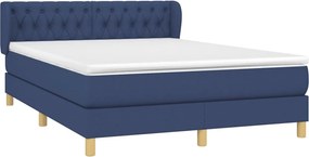vidaXL Κρεβάτι Boxspring με Στρώμα Μπλε 140x200 εκ. Υφασμάτινο