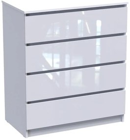 Συρταριέρα Dicama mdf-μελαμίνη σε λευκη glossy απόχρωση 85.5x47x98εκ 90x47x101 εκ.