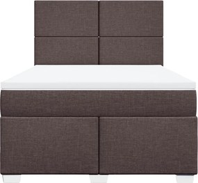 vidaXL Κρεβάτι Boxspring με Στρώμα Σκούρο Καφέ 160x200 εκ Υφασμάτινο