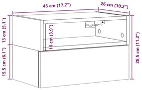 Κομοδίνο Επιτοίχιο Γκρι Σκυροδέματος 45x26x28,5 εκ. - Γκρι