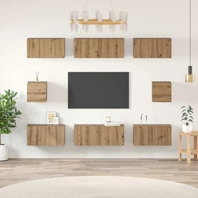 vidaXL Σετ επίπλου τηλεόρασης Επιτοίχιο 8 pcs artisan δρυς
