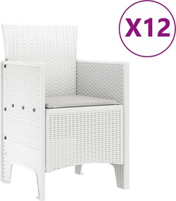 vidaXL Σέτ φαγητού για κήπο 13 pcs Λευκό Rattan Polt