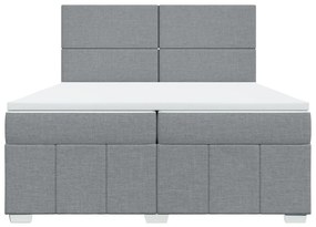 vidaXL Κρεβάτι Boxspring με Στρώμα Ανοιχτό Γκρι 200x200 εκ. Υφασμάτινο