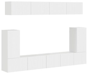 vidaXL Σετ επίπλου τηλεόρασης Επιτοίχιο 5 pcs Υψηλής γυαλάδας λευκό