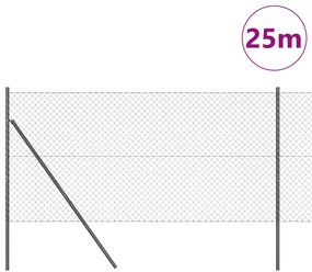 vidaXL Περίφραξη αλυσίδας με 13 σταυρούς 1x25 μ Γαλβανισμένο Ατσάλι Γκρι