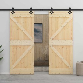 vidaXL Συρόμενη Πόρτα 2 pcs 100 x 210 cm Μασίφ Ξύλο Πεύκου