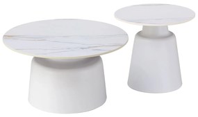 ΤΡΑΠΕΖΙΑ ΣΑΛΟΝΙΟΥ RINKON HM18263.04 ΚΕΡΑΜΙΚΑ TOP ΟΨΗ ΛΕΥΚΟΥ-ΧΡΥΣΟΥ ΜΑΡΜΑΡΟΥ Φ50εκ &amp; Φ70εκ