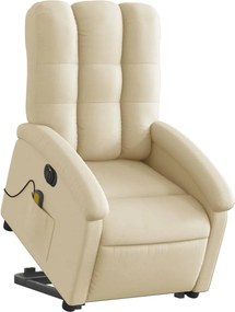 vidaXL Πολυθρόνα Μασάζ Ηλεκ. Ανακλινόμενη με Ανύψωση Κρεμ Υφασμάτινη