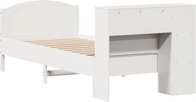 vidaXL Κρεβάτι Βιβλιοθήκη Χωρίς Στρώμα Λευκό 75x190 εκ Μασίφ Πεύκο