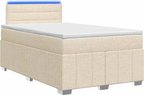 vidaXL Κρεβάτι box spring με στρώμα Κρεμ 120 x 200 cm Ύφασμα