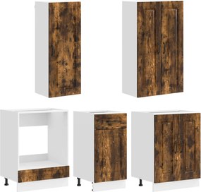 vidaXL Μονάδα κουζίνας KALMAR 5 pcs Καπνισμένο Ξύλο Δρυός