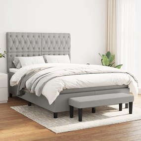 Κρεβάτι Boxspring με Στρώμα Ανοιχτό Γκρι 140x200 εκ. Υφασμάτινο