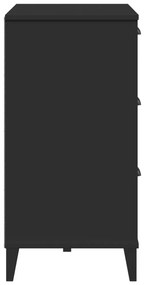 Μπουφές VIKEN Μαύρος 80 x 40 x 80 εκ. από Μασίφ Ξύλο Πεύκου - Μαύρο