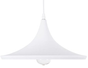 GloboStar® SHANGHAI WHITE 01026-B Μοντέρνο Κρεμαστό Φωτιστικό Οροφής Μονόφωτο 1 x E27 Λευκό Μεταλλικό Καμπάνα Φ37 x Υ17cm