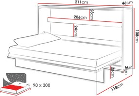 Κρεβάτι τοίχου Concept BC slash-90 x 200-Leuko