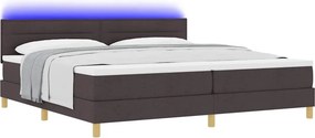 vidaXL LED Κρεβάτι με βάθρο Σκούρο Καφέ 200 x 200 cm ύφασμα