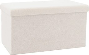 Σκαμπό-μπαούλο Forward pakoworld ύφασμα μπουκλέ ivory 76.5x38x37.5εκ