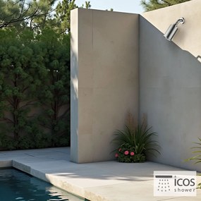 Icos Gem Brushed Inox - Επιτοιχη Κεφαλή Ντους Εξωτερικού Χώρου